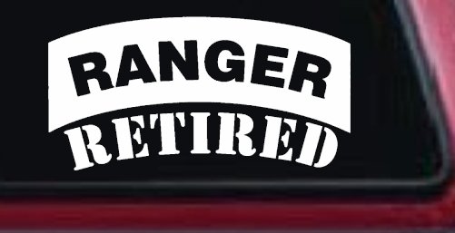 Ranger Retired Solid Military Car or Truck Window Decal Sticker (White)