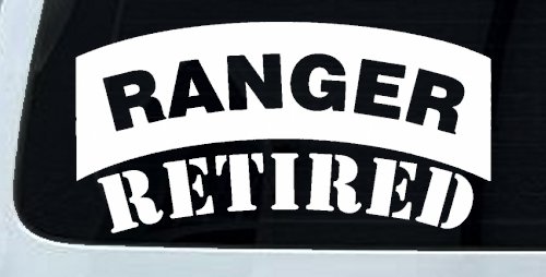 Ranger Retired Solid Military Car or Truck Window Decal Sticker (White)