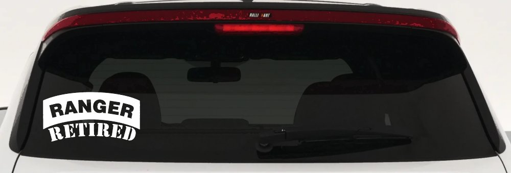 Ranger Retired Solid Military Car or Truck Window Vinyl Decal Sticker (White)