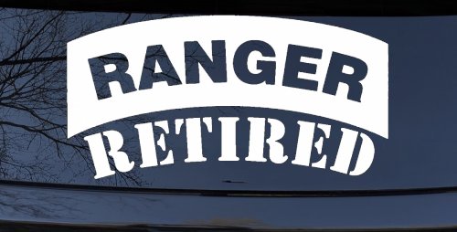 Ranger Retired Solid Military Car or Truck Window Decal Sticker (White)