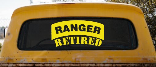 Ranger Retired Solid Military Car or Truck Window Decal Sticker (Yellow)
