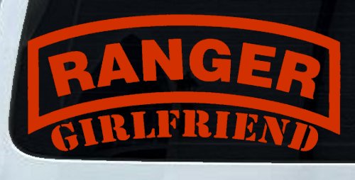 Ranger Girlfriend Military Car or Truck Window Decal Sticker (Orange Red)