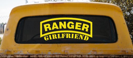 Ranger Girlfriend Military Car or Truck Window Vinyl Decal Sticker (Yellow)