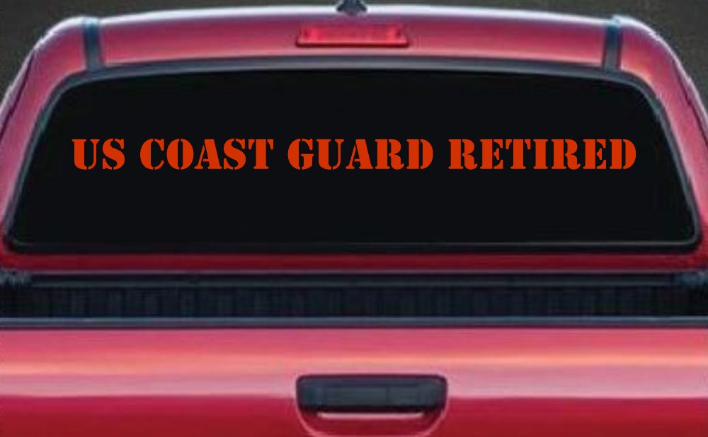 US Coast Guard Retired Military Car or Truck Window Vinyl Decal Sticker (Orange Red)