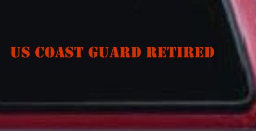 US Coast Guard Retired Military Car or Truck Window Decal Sticker (Orange Red)