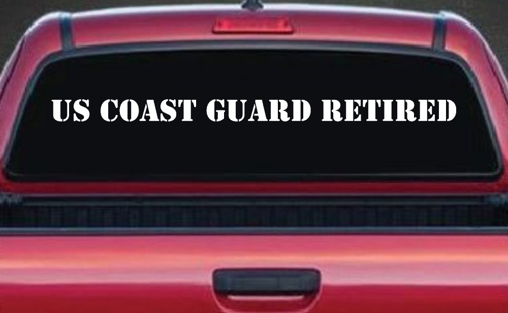 US Coast Guard Retired Military Car or Truck Window Decal Sticker (White)