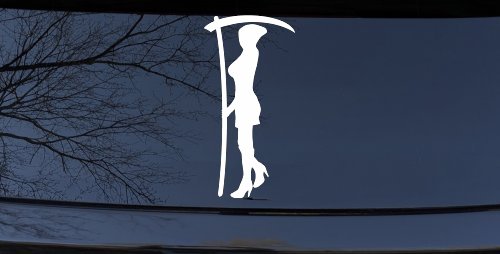 Woman Girl Grim Reaper Car or Truck Window Decal Sticker