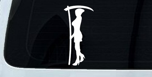 Woman Girl Grim Reaper Car or Truck Window Decal Sticker