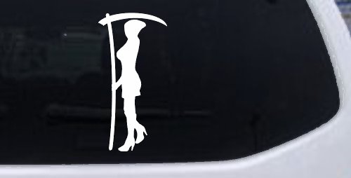 Woman Girl Grim Reaper Car or Truck Window Decal Sticker