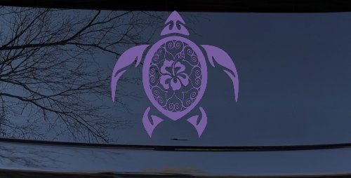 Sea Turtle Swirl Hearts Hibiscus Flower Animals Car or Truck Window Decal Sticker