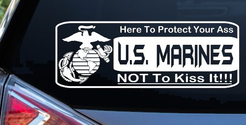 Marine Protect You Military Car or Truck Window Decal Sticker (White)