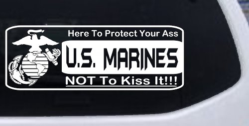 Marine Protect You Military Car or Truck Window Decal Sticker (White)