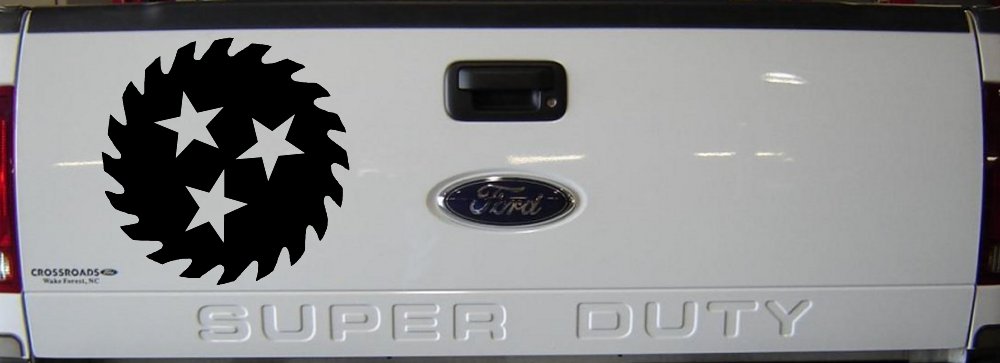 Saw Blade With Stars Country Car or Truck Window Decal Sticker (Black)