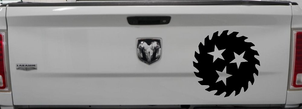 Saw Blade With Stars Country Car or Truck Window Decal Sticker (Black)