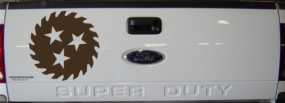 Saw Blade With Stars Country Car or Truck Window Vinyl Decal Sticker (Brown)