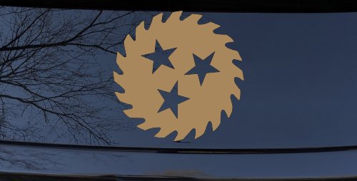 Saw Blade With Stars Country Car or Truck Window Decal Sticker (Light Brown)