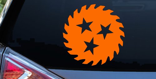 Saw Blade With Stars Country Car or Truck Window Decal Sticker (Orange)