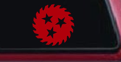 Saw Blade With Stars Country Car or Truck Window Decal Sticker (Red)