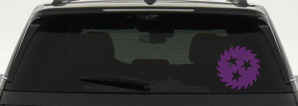 Saw Blade With Stars Country Car or Truck Window Decal Sticker (Violet)