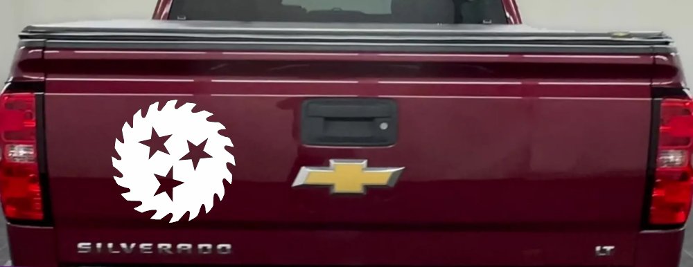 Saw Blade With Stars Country Car or Truck Window Vinyl Decal Sticker (White)