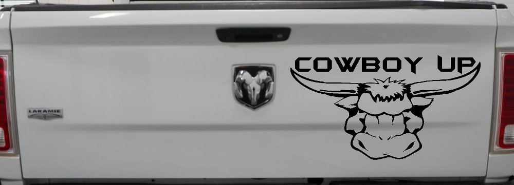 Cowboy Up Bull Head Western Car or Truck Window Decal Sticker