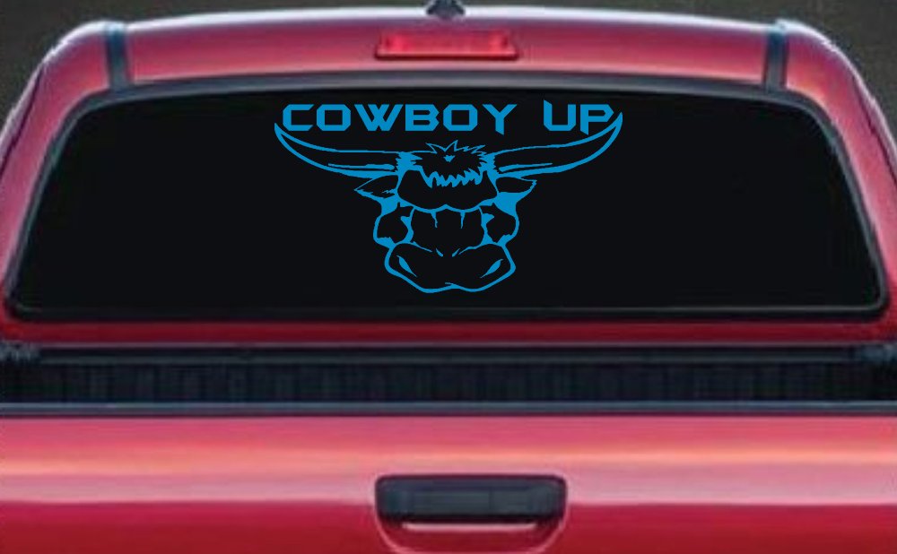 Cowboy Up Bull Head Western Car or Truck Window Decal Sticker