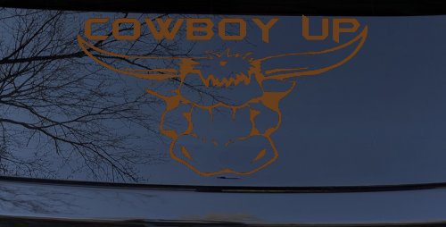Cowboy Up Bull Head Western Car or Truck Window Vinyl Decal Sticker (Copper)