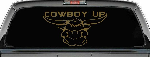 Cowboy Up Bull Head Western Car or Truck Window Decal Sticker