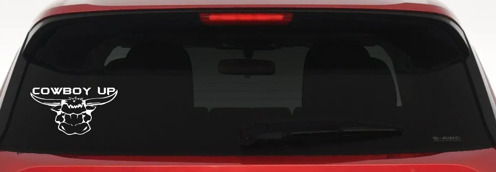 Cowboy Up Bull Head Western Car or Truck Window Decal Sticker