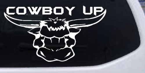 Cowboy Up Bull Head Western Car or Truck Window Decal Sticker