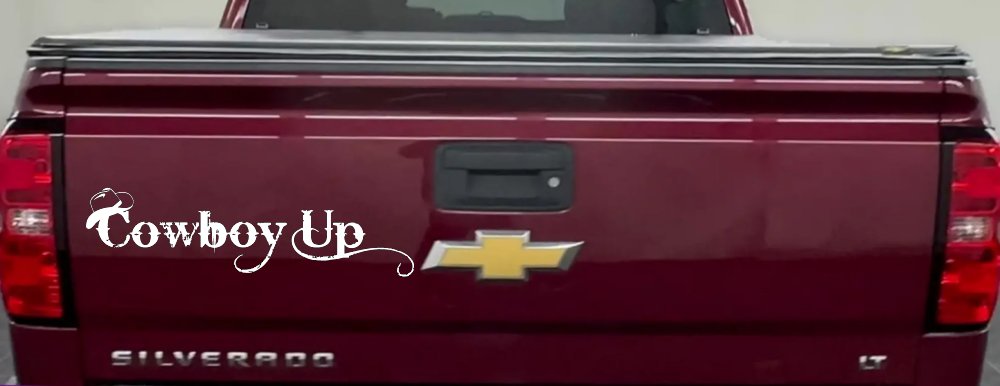 Cowboy Up With Hat Western Rodeo Farm Ranch Car or Truck Window Decal Sticker (White)