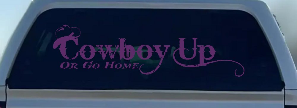 Cowboy Up Or Go Home Western Rodeo Farm Ranch Car or Truck Window Decal Sticker (Violet)