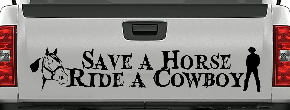 Save a Horse Ride a Cowboy Western Rodeo Farm Ranch Car or Truck Window Decal Sticker (Black)