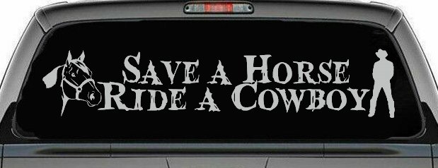 Save a Horse Ride a Cowboy Western Rodeo Farm Ranch Car or Truck Window Decal Sticker (Light Gray)