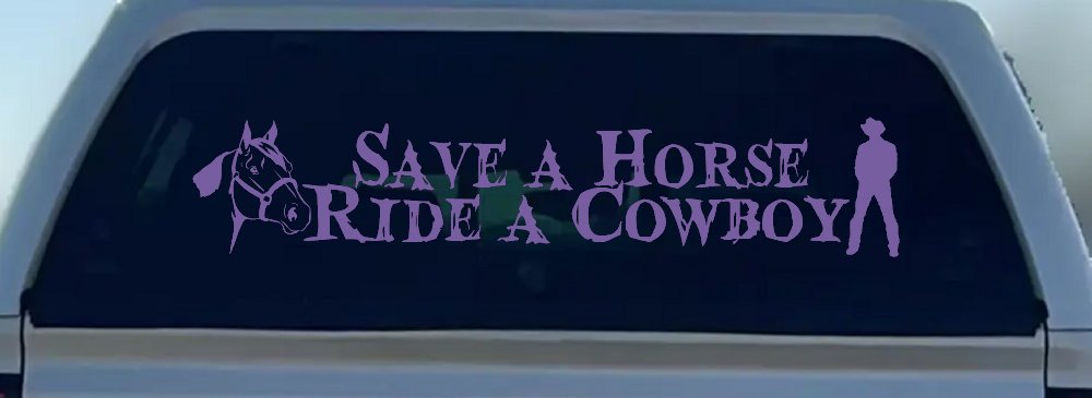 Save a Horse Ride a Cowboy Western Rodeo Farm Ranch Car or Truck Window Decal Sticker (Purple)