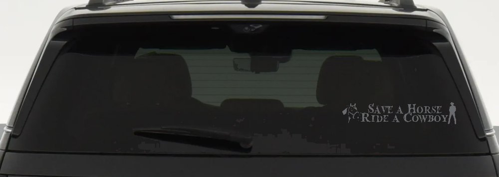 Save a Horse Ride a Cowboy Western Rodeo Farm Ranch Car or Truck Window Decal Sticker (Silver)