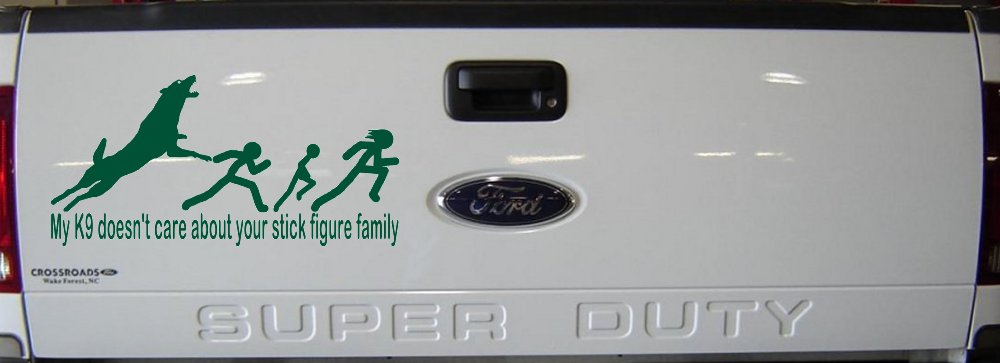 My K9 Dog Doesn't Care About Your Stick Figure Family Funny Car or Truck Window Decal Sticker