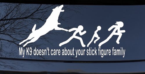 My K9 Dog Doesn't Care About Your Stick Figure Family Funny Car or Truck Window Decal Sticker
