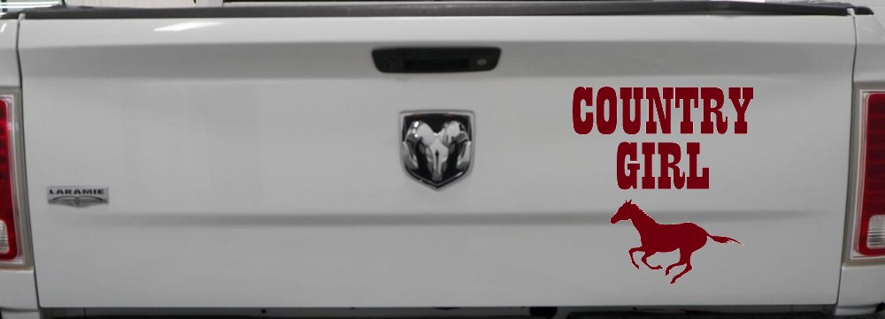 Country Girl With Running Horse  Rodeo Farm Ranch Car or Truck Window Decal Sticker