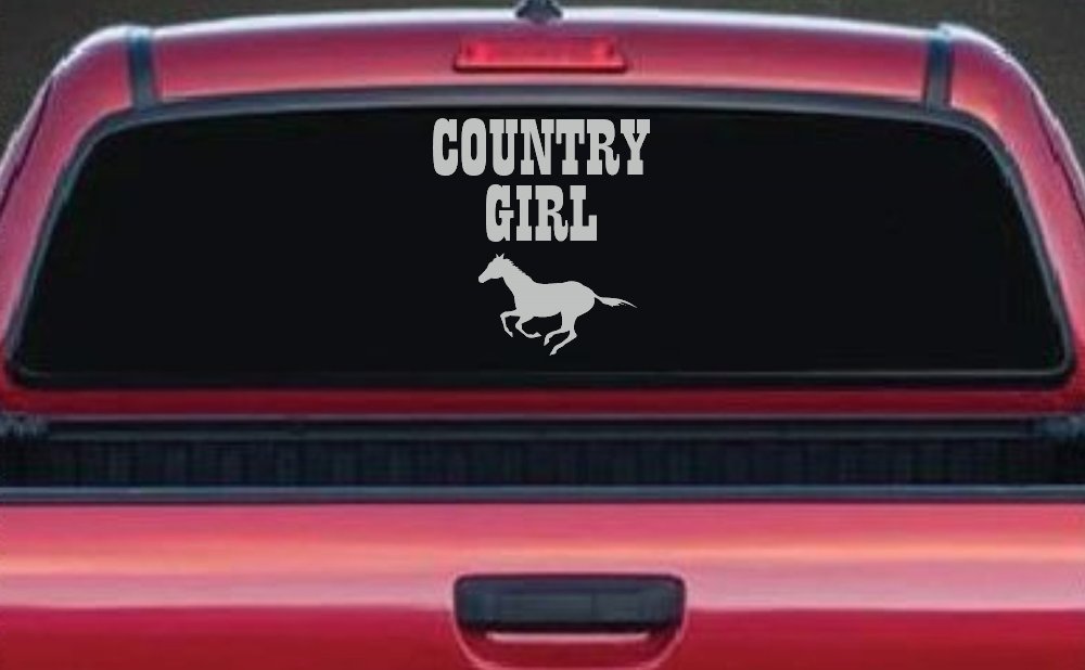 Country Girl With Running Horse  Rodeo Farm Ranch Car or Truck Window Decal Sticker