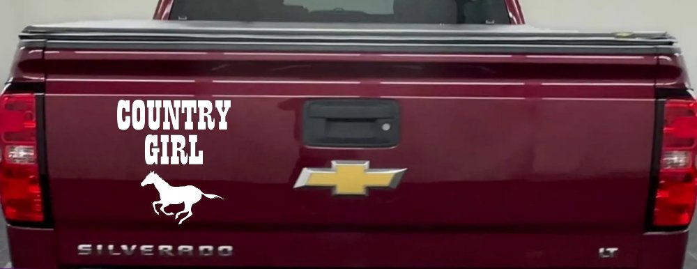 Country Girl With Running Horse  Rodeo Farm Ranch Car or Truck Window Decal Sticker (White)