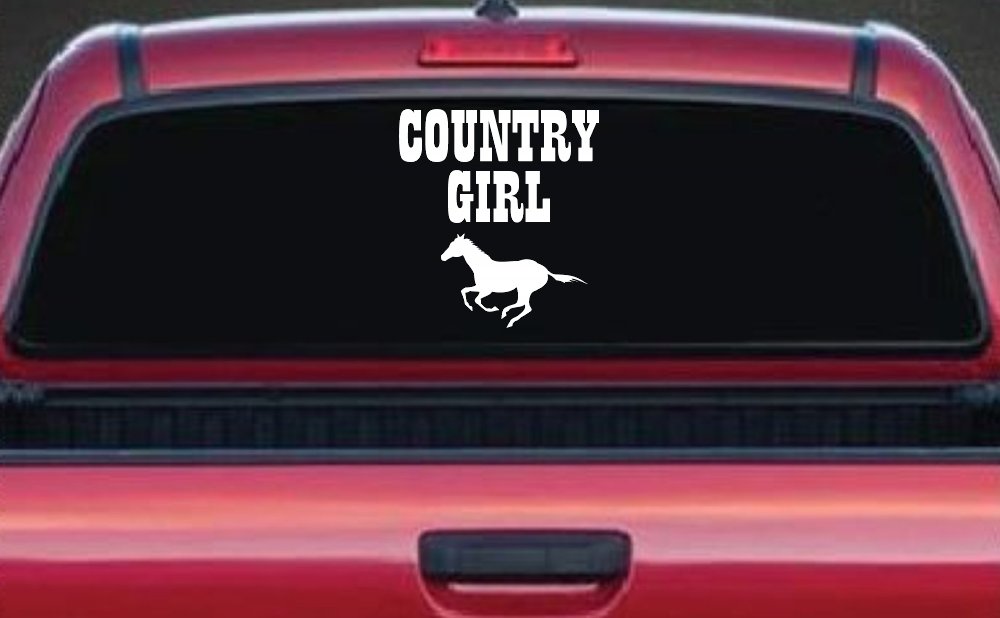 Country Girl With Running Horse  Rodeo Farm Ranch Car or Truck Window Decal Sticker