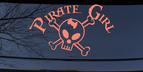 Pirate Girl Cute Skull Car or Truck Window Decal Sticker