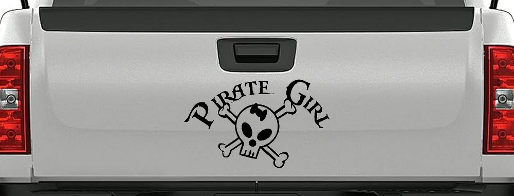 Pirate Girl Cute Skull Car or Truck Window Decal Sticker