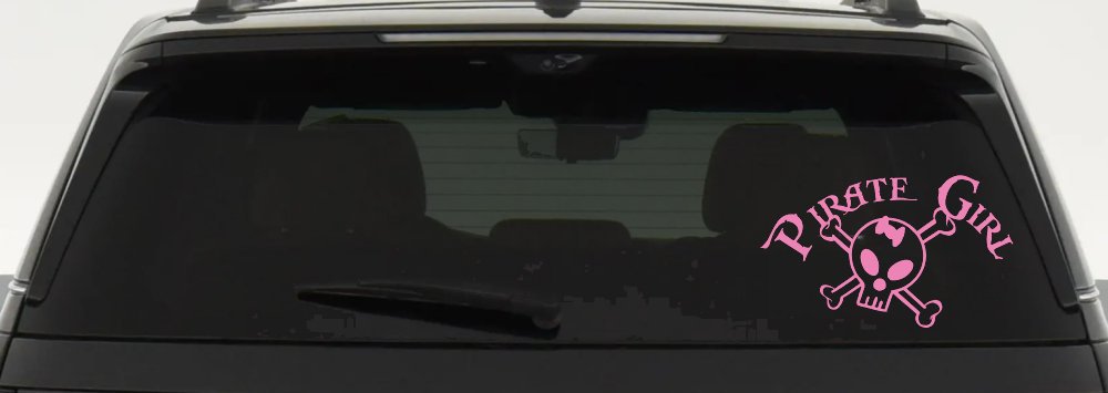 Pirate Girl Cute Skull Car or Truck Window Decal Sticker (Pink)
