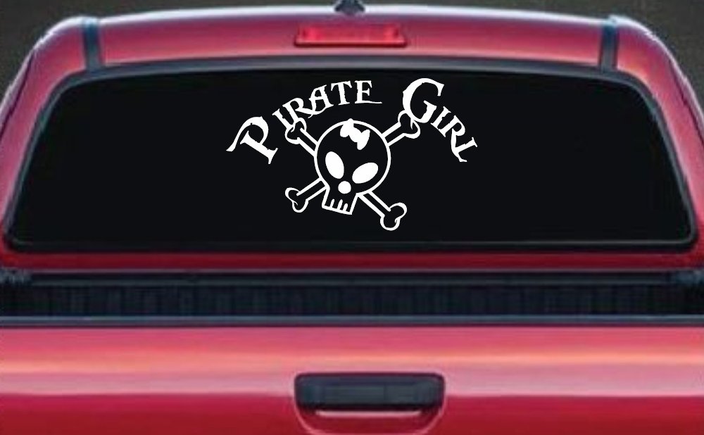 Pirate Girl Cute Skull Car or Truck Window Decal Sticker