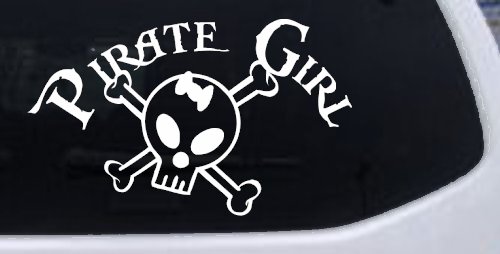 Pirate Girl Cute Skull Car or Truck Window Decal Sticker