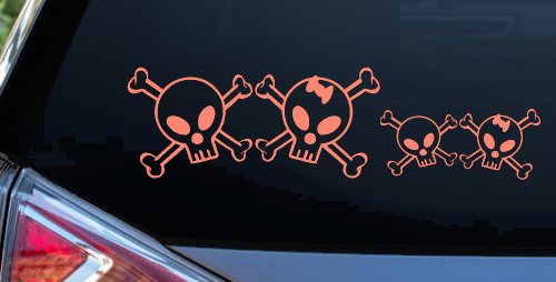 Cute Skull with Son Daughter Stick Family Car or Truck Window Decal Sticker