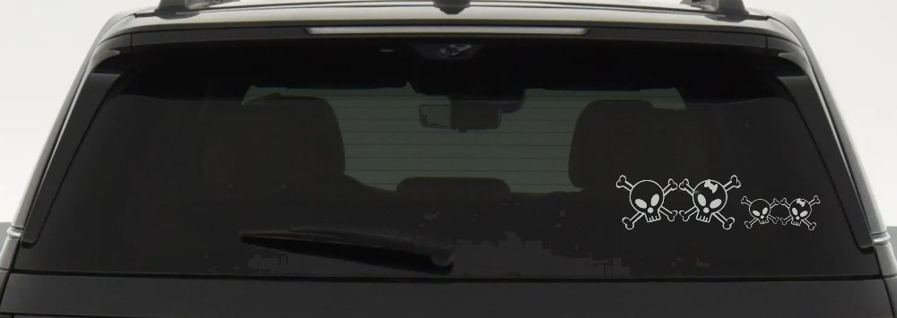 Cute Skull with Son Daughter Stick Family Car or Truck Window Decal Sticker