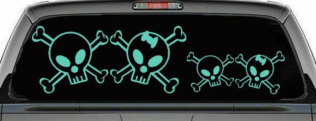 Cute Skull with Son Daughter Stick Family Car or Truck Window Decal Sticker